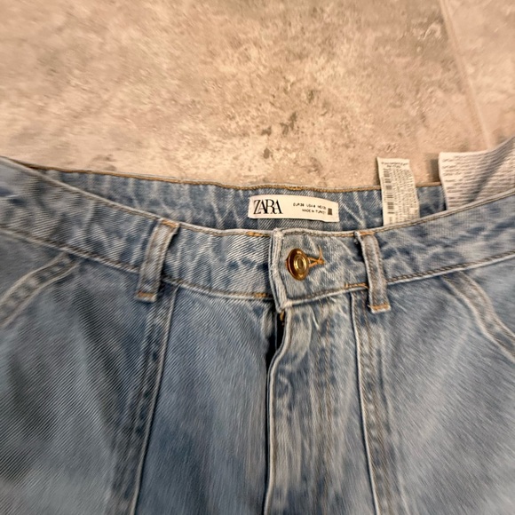 Zara Light Blue Wide Leg Cargo Jeans - Picture 4 of 4